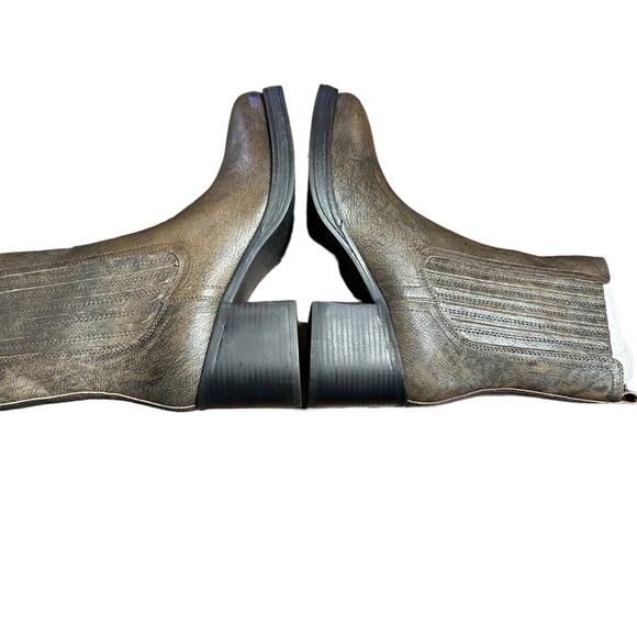 Kenneth Cole Jet Black Antique Gold Leather Chelsea Boots Chunky Heel Size 11 - Picture 10 of 12